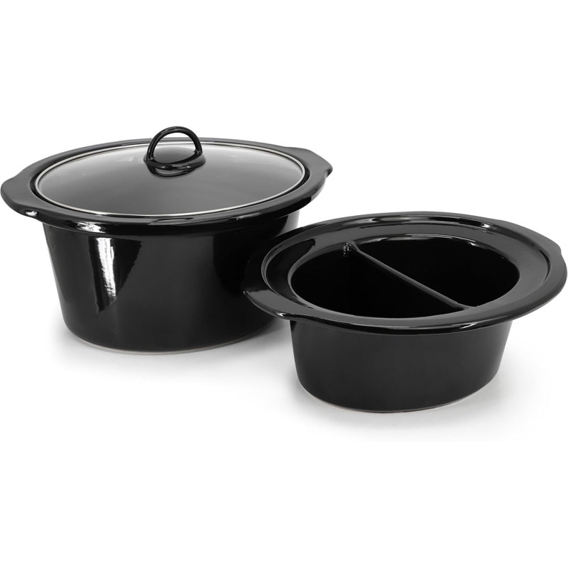 6qt + 2.6qt Split Stainless Steel Electric Slow Cooker With Digital Control