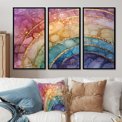 Radiant Cascade Of Rainbow I - Rainbow Wall Art Print Set