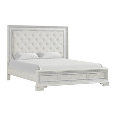 Grand lit double, blanc crème