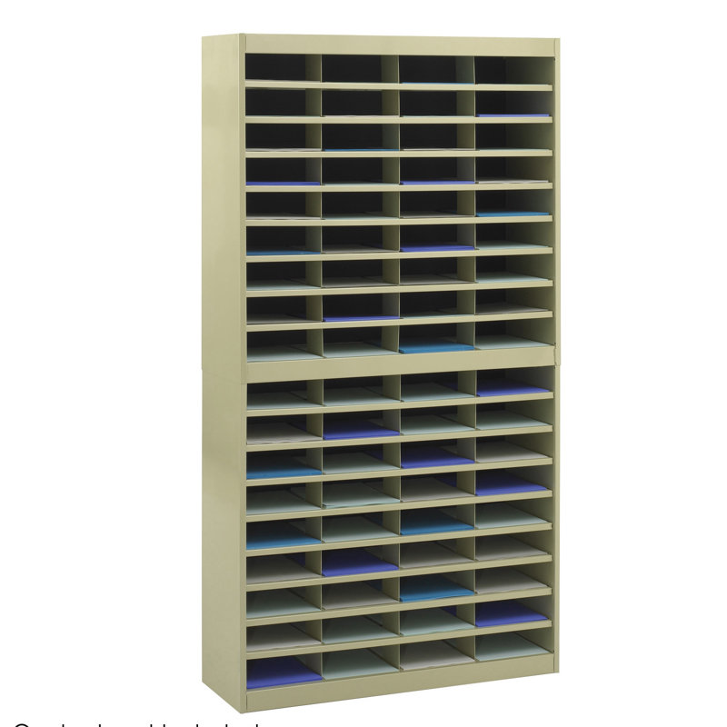 Sturdy Gray Powder-Coated Steel 72-Compartment Organizer