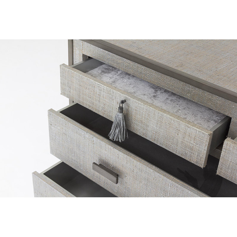 Gold 5-Drawer Chest of Drawers with Tassel Accents
