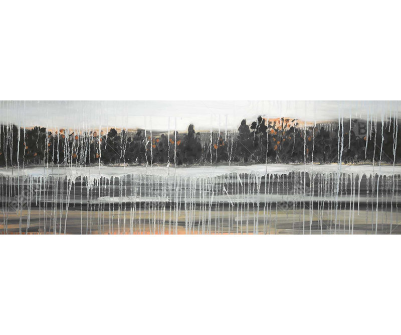 Rainy Fall Landscape, toile | Décoration de chambre grise | Home Art