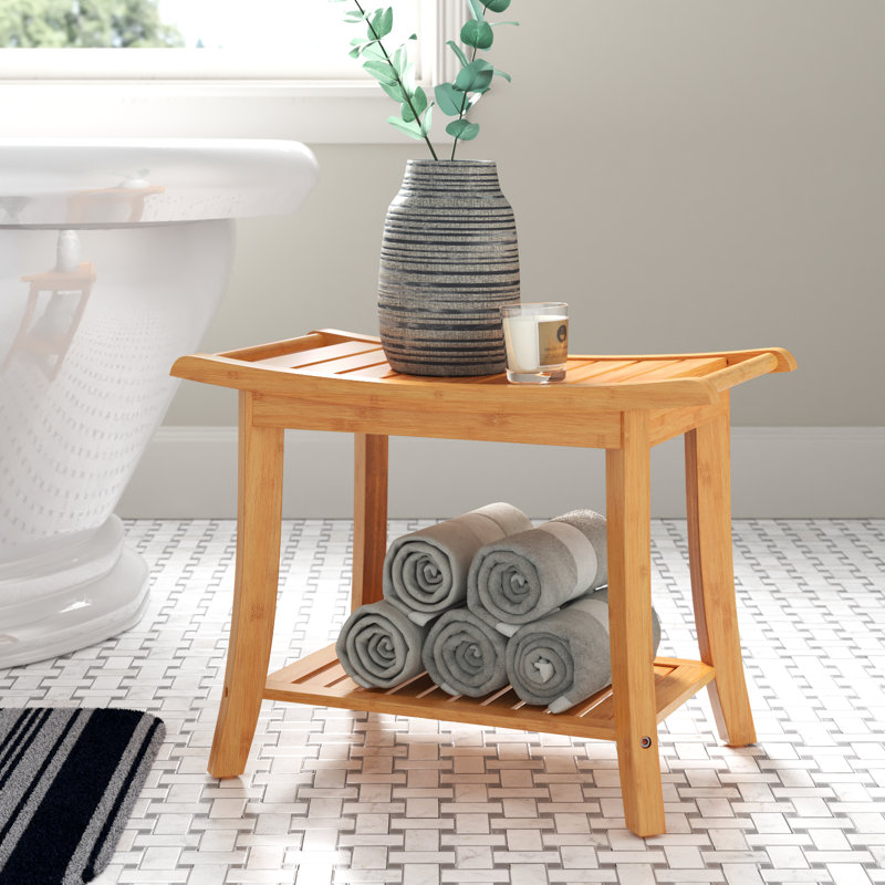 Mitch 23.75" W Bamboo Spa Style Bench, Natural