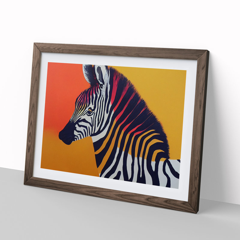 Zebra Vol.3 - Single Picture Frame Painting, 46cm H x 64cm W x 2cm D, Walnut