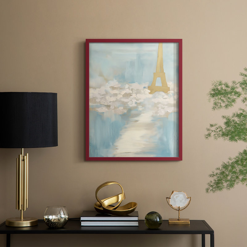 Paysages série VI - reproduction encadrée de qualité supérieure - prête à être accrochée - aucun clou requis, Rouge