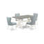 L'ensemble de table et de chaises de cuisine 5 pièces comprend une table de salle à manger rectangulaire avec pieds en X et 4 chaises Parson en tissu bleu bébé, lin brossé blanc-656015209