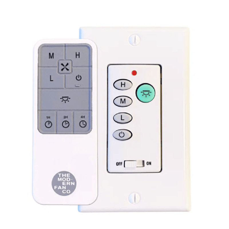 LED Flush Mount Ceiling Fan, Brushed Aluminum, Wall Control with Remote Handset (2-wire), White
