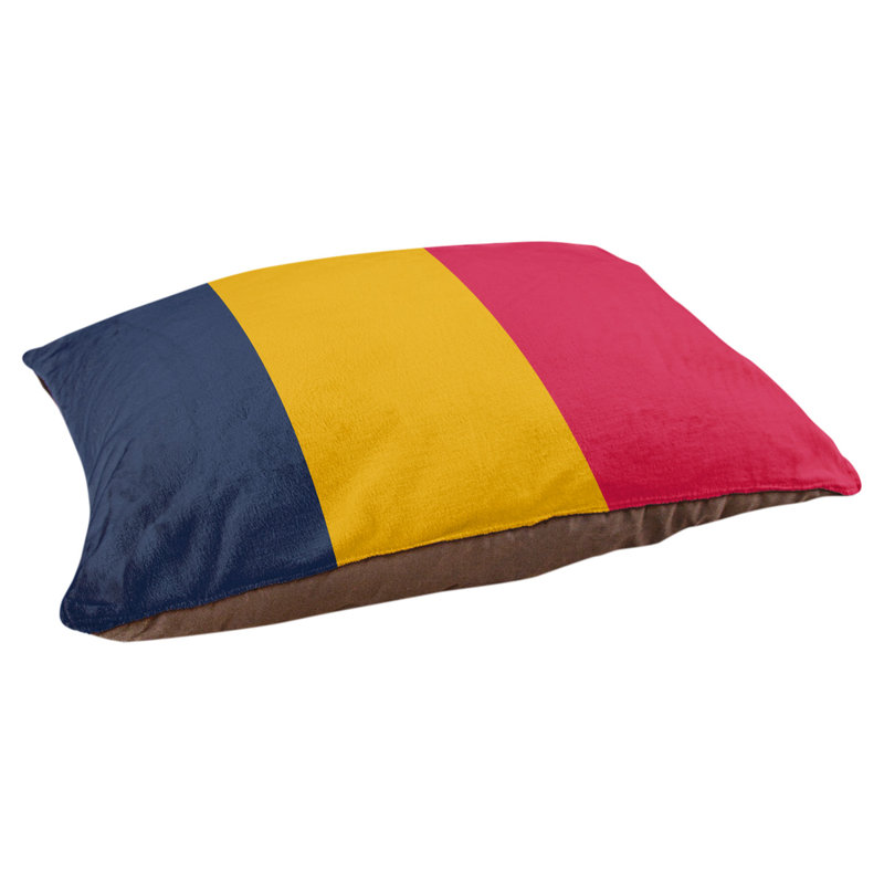 Coussin Washington, Moyen (l 28 po x P 18 po x H 9,5 po), Bleu marine / doré / rouge écarlate