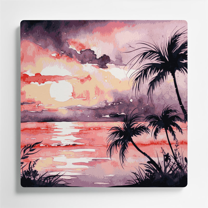 «Hawaiian Sunset Colors», art mural en métal rose, H 12 po x l 12 po