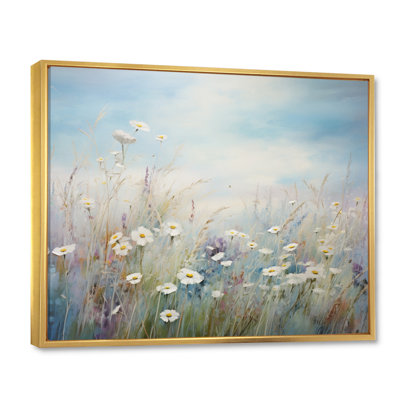 «White Wildflowers Whispering Breeze I», reproduction sur toile