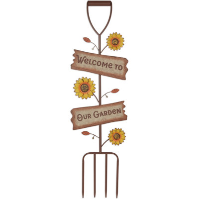 "Welcome" Sunflower Rake Stake