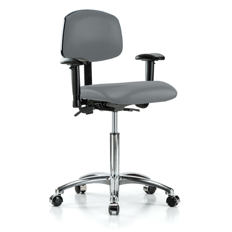 Chaise de bureau polyvalente en chrome avec accoudoirs réglables PERCH | Hauteur moyenne du banc: 20 à 27 po, Tissu bourgogne
