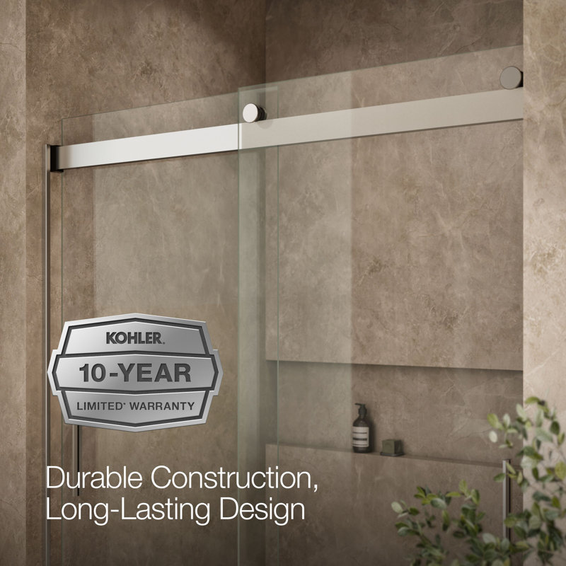 Levity 59.63" x 59.75" Bypass Bath Door with CleanCoat® Technology, Clear, Matte Nickel