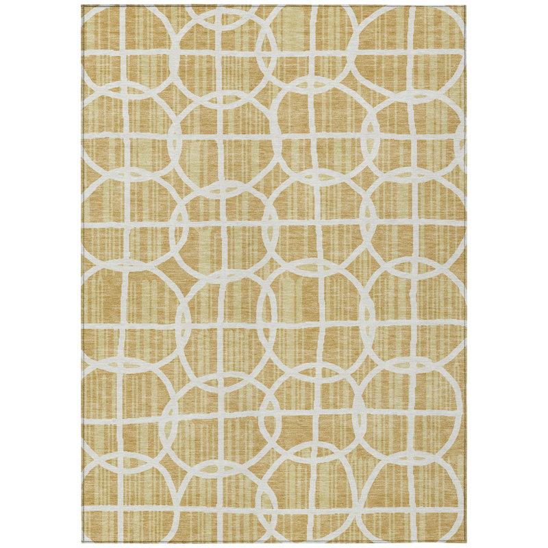 Machine Washable Indoor/Outdoor Chantille ACN2769 Geometric Rug, Gold, 8' x 10'