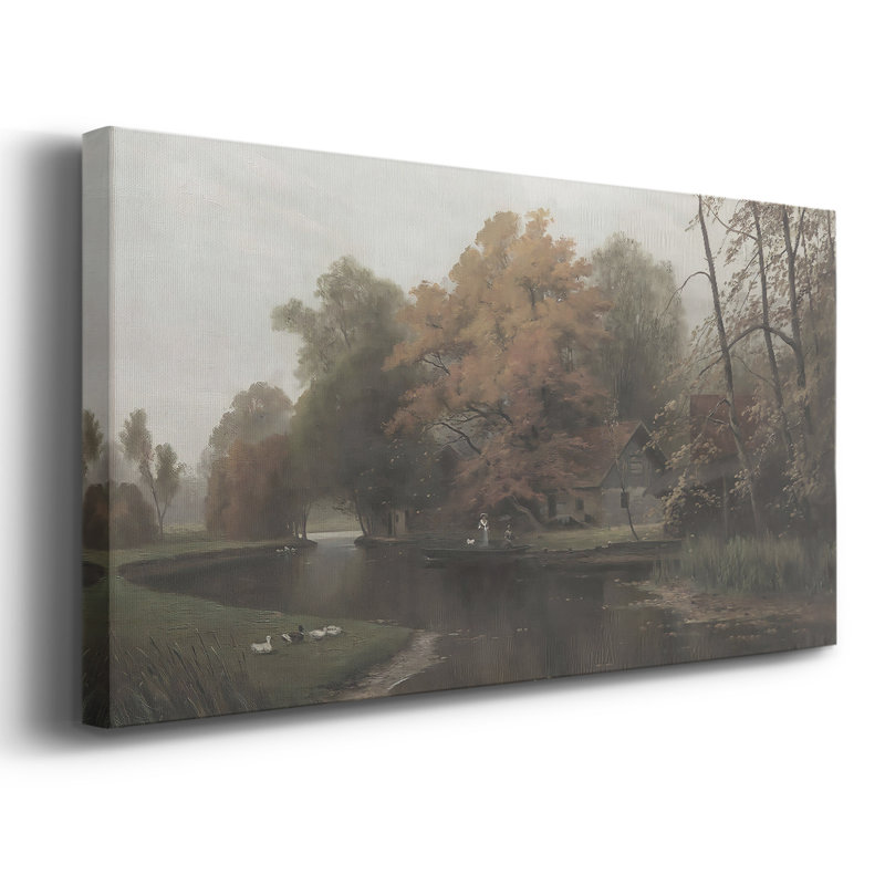 Série paysage - CDLVII - Toile tendue avec châssis tendue, prête à être accrochée, H 21 po x l 41 po, Doré