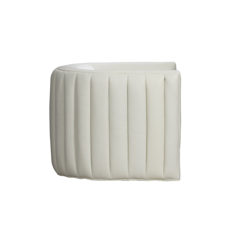 Fauteuil d'appoint pivotant en cuir véritable Prieta, Cuir véritable ivoire