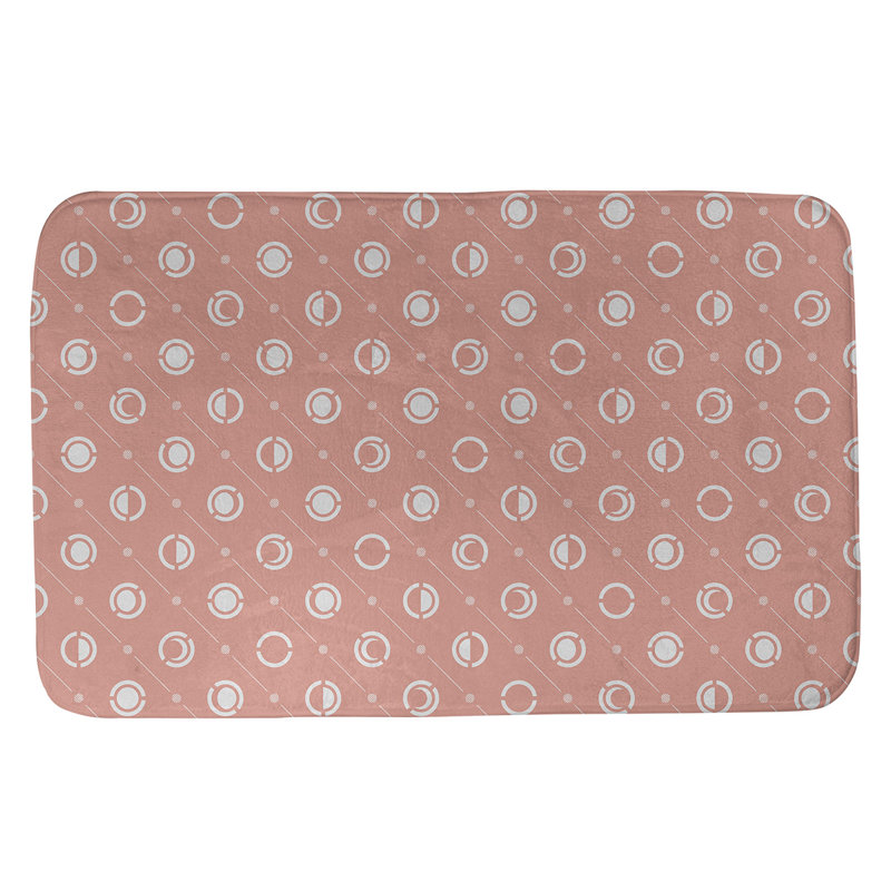 Tapis de bain géométrique antidérapant en microfibre Moon phases, l 17 po x L 24 po, Rouge/Ivoire