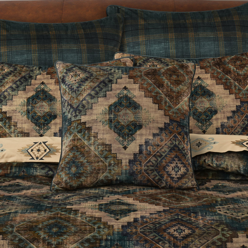 Coussin décoratif Baja, Carré, Sarcelle, H 20 po x l 20 po