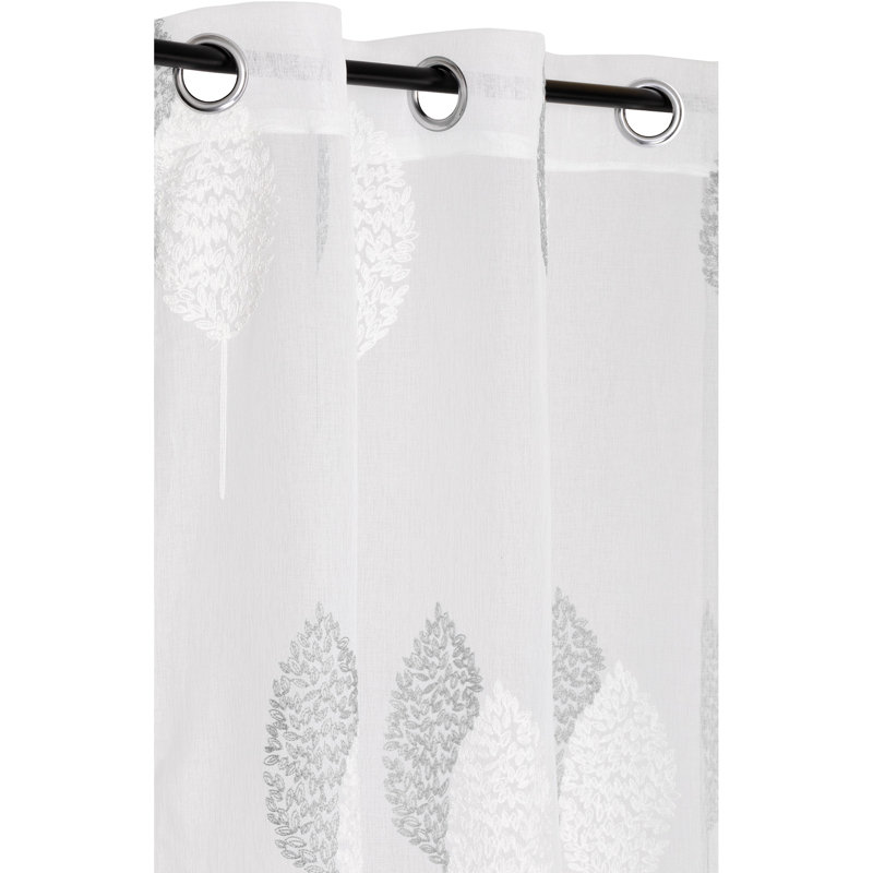 Panneau de rideau double brodé, Gris / blanc