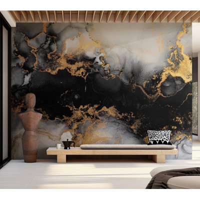 Adhésif mural Surface Surface - motif de marbre doré