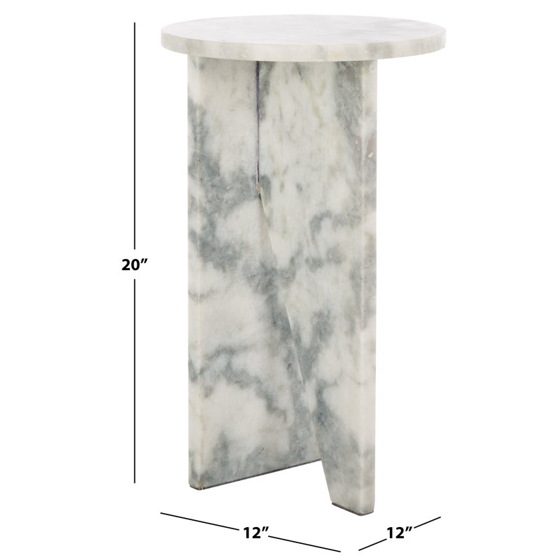 Devlin Marble Drink Table, White