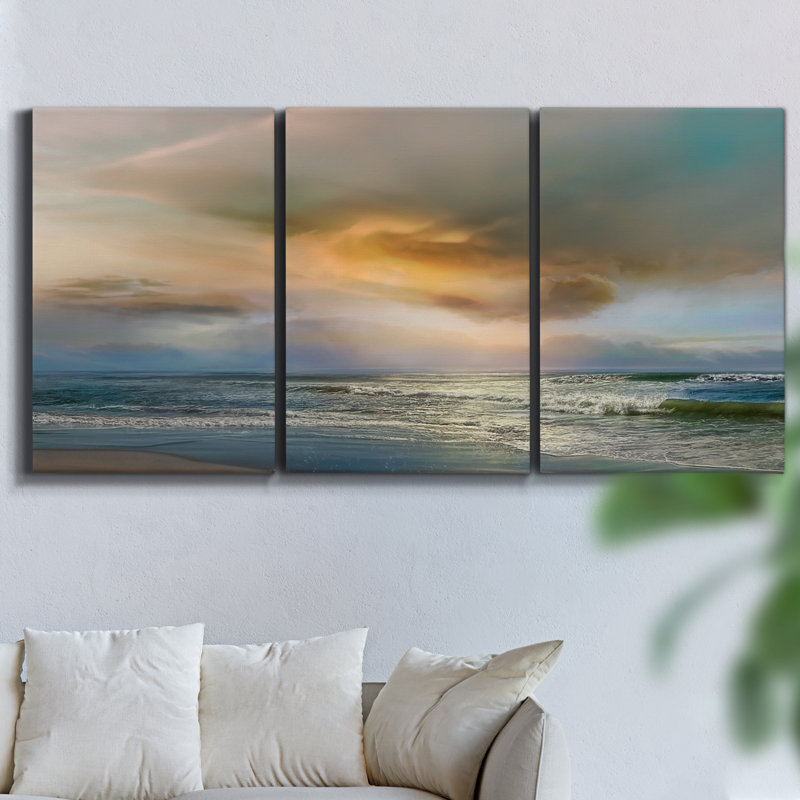 Astral Plane II sur toile, reproduction de 3 pièces, H 48 po x l 96 po x P 2 po
