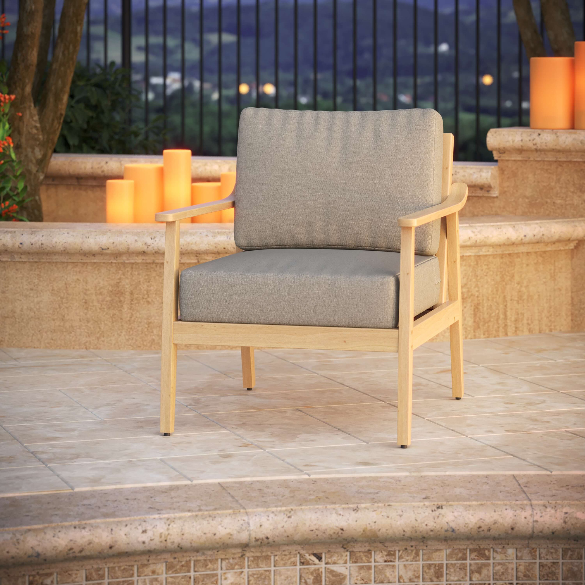 Amala Outdoor Sunbrella® Seat/Back Cushion, Sunbrella® Spectrum Dove, 25" W x 25.5" D