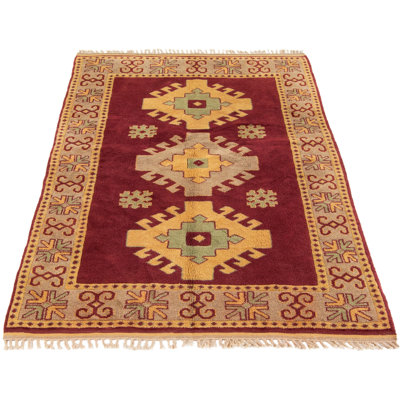 Tapis unique en laine noué à la main beige et beige des années 1980 de 4 pi 9 po x 7 pi 1 po Svartalfheim