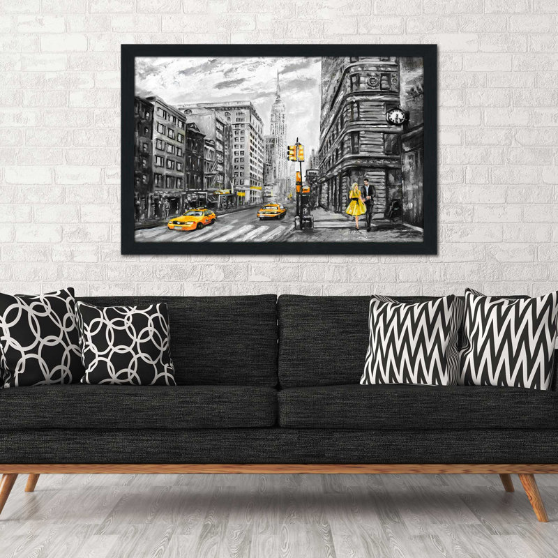 «NY NY», reproduction encadrée, Cadre espresso, H 21,5 po x l 27,5 po x P 0,75 po