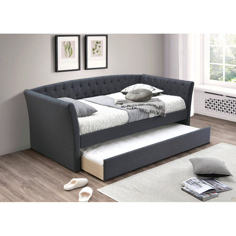 1Pc Day Bed W/ Trundle Button Tufted