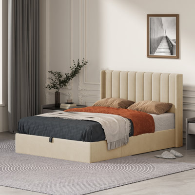 Daizia Lift Up Storage Platform Bed with Wingback Headboard