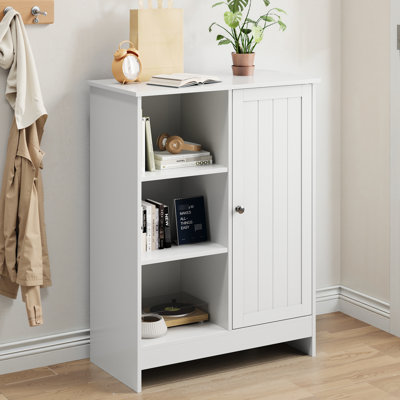 Armoire autoportante blanche pour cuisine, salle de bain, bureau 23,91 po x 12,07 po 31,5 po avec tablettes réglables 1 3 tablettes ouvertes Installation facile Conception stable Mid-Century