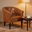 Fauteuil d'appoint tonneau en similicuir, fauteuil club moderne capitonné avec garniture cloutée.-1661692431