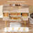 Avalon Janousek 30" Makeup Vanity Set w/ PU Stool, Integrated LED Mirror, Fluted Drawers, & Extra Jewelry & Makeup Storage, Natural Oak Finish