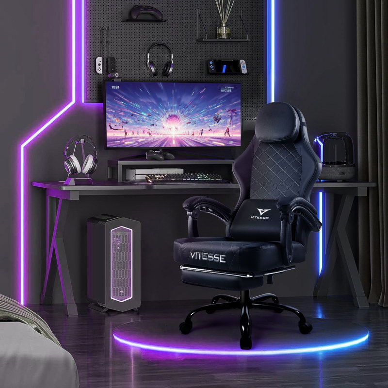 Adjustable Reclining Ergonomic Game Chair, Black