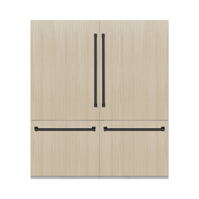 ZLINE Autograph Edition 72 po. 39,6 pieds cubes Réfrigérateur à congélateur inférieur encastré à porte française avec distributeur d'eau et machine à glaçons avec intérieur et détails gris graphite