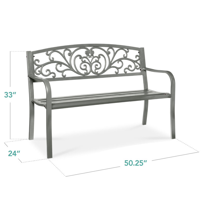 Banc de jardin en acier pour l'extérieur, Gris