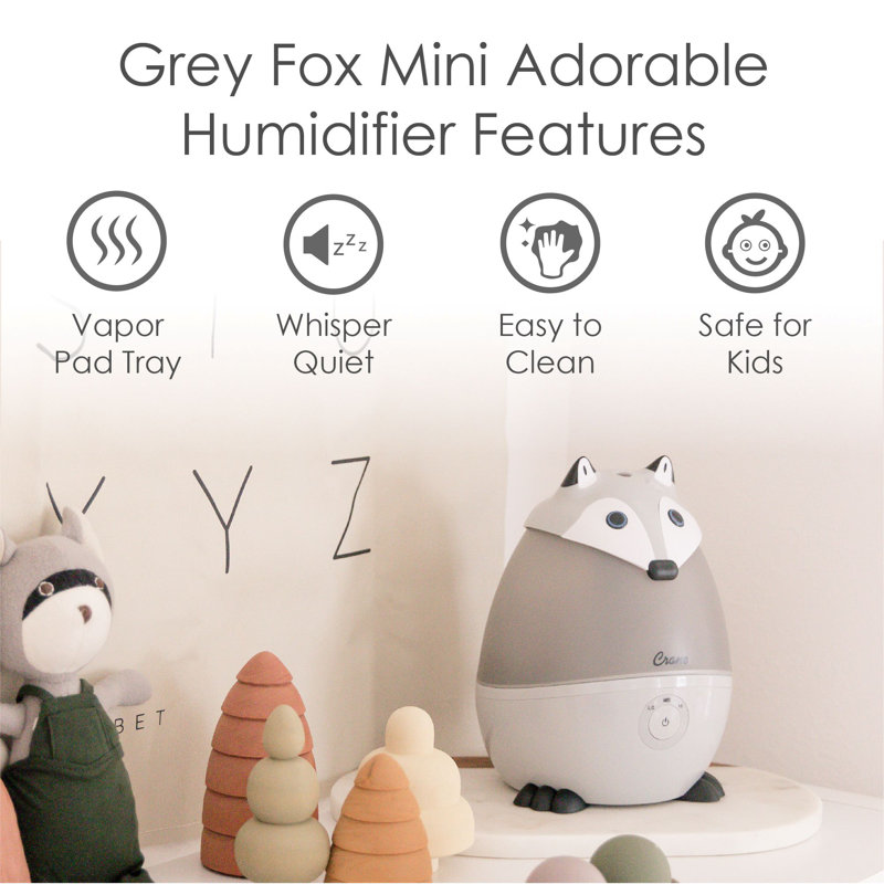 Gray and White Fox Ultrasonic Cool Mist Humidifier, 0.5 Gallon