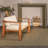 Acacia Wood and Crushed Velvet Arm Chair