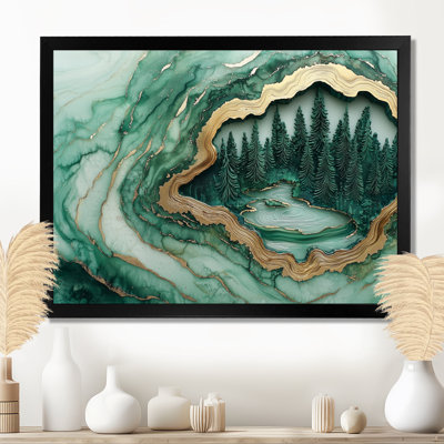 Paysage d'hiver avec forêt émeraude II - forêt, art mural