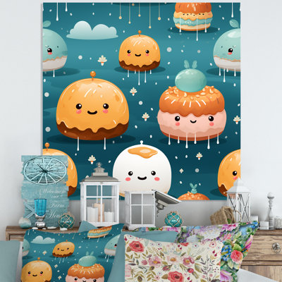 Pink And Blue Doughnut Kithchen Pattern 4 - Food Donuts Metal Wall Art