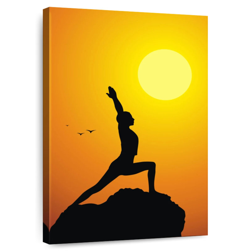 Senne, coucher de soleil, yoga, H 45 po x l 30 po