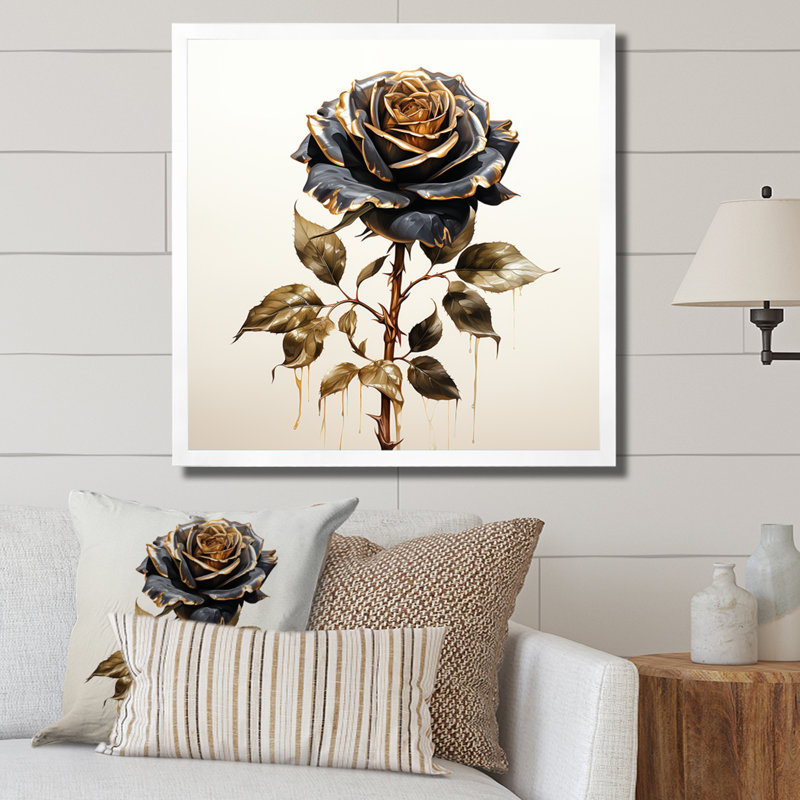 «Vintage Rosegold Elegance I», art mural rose, H 36 po x l 36 po x P 1,5 po, Toile tendue