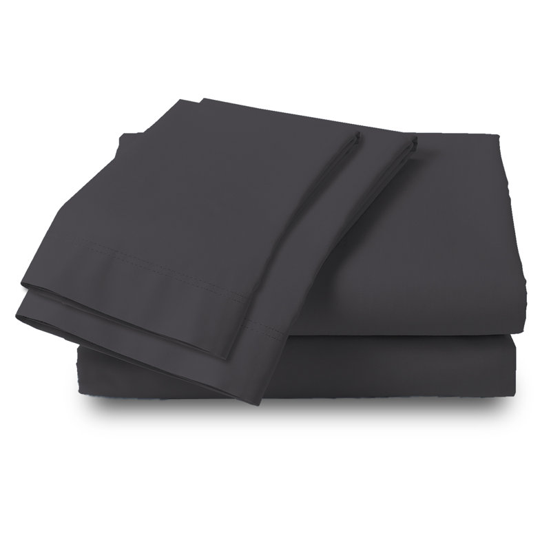 Ensemble de draps 100% coton doux et soyeux infroissable, Ensemble de draps pour lit simple + 1 drap-housse, Gris foncé