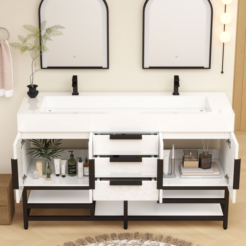 Meuble-lavabo sur pied simple 60 po Jessica, Blanc