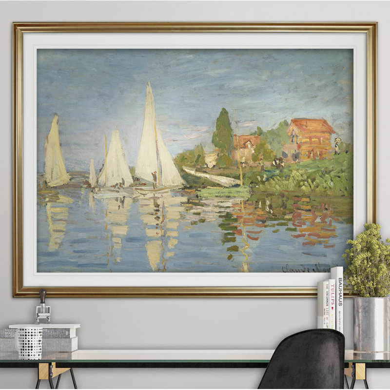 Chapelton at Argenteuil Claude Monet, reproduction de peinture à l'huile sur toile tendue encadrée, Gold Framed