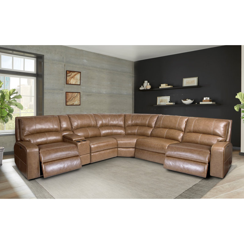 Mikey Upholstered Power Reclining Curved Sectional Symmetrical, Bourbon