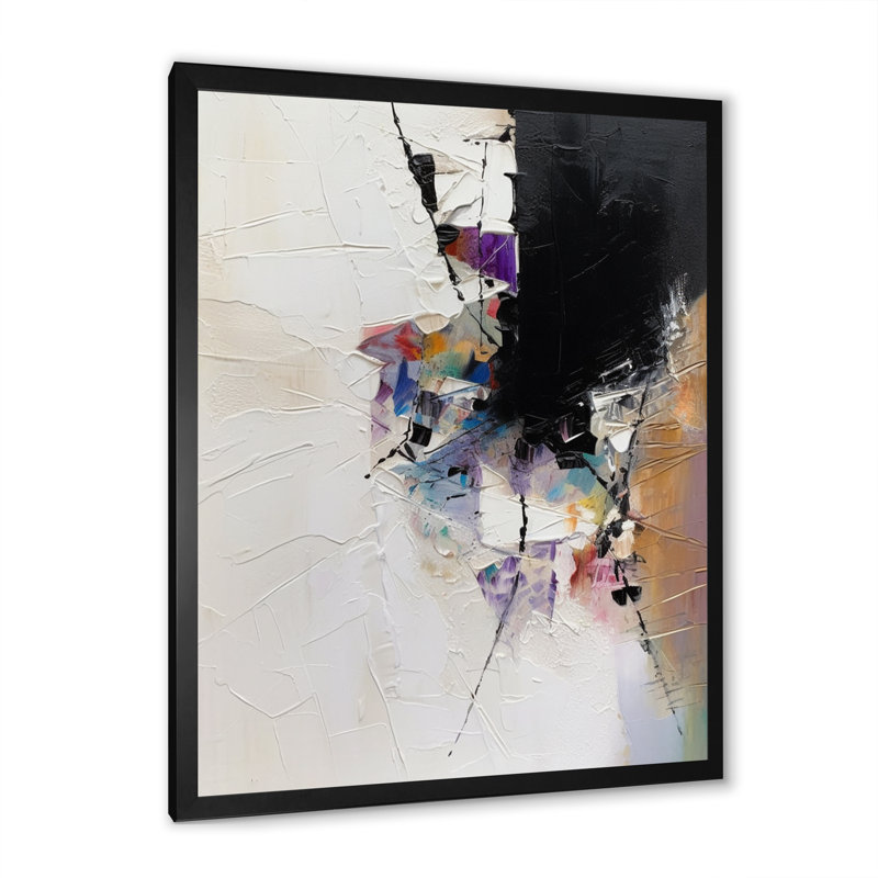 Impression sur toile géométrique mauve, Impression noire sur toile encadrée, H 20 po x l 12 po x P 1 po