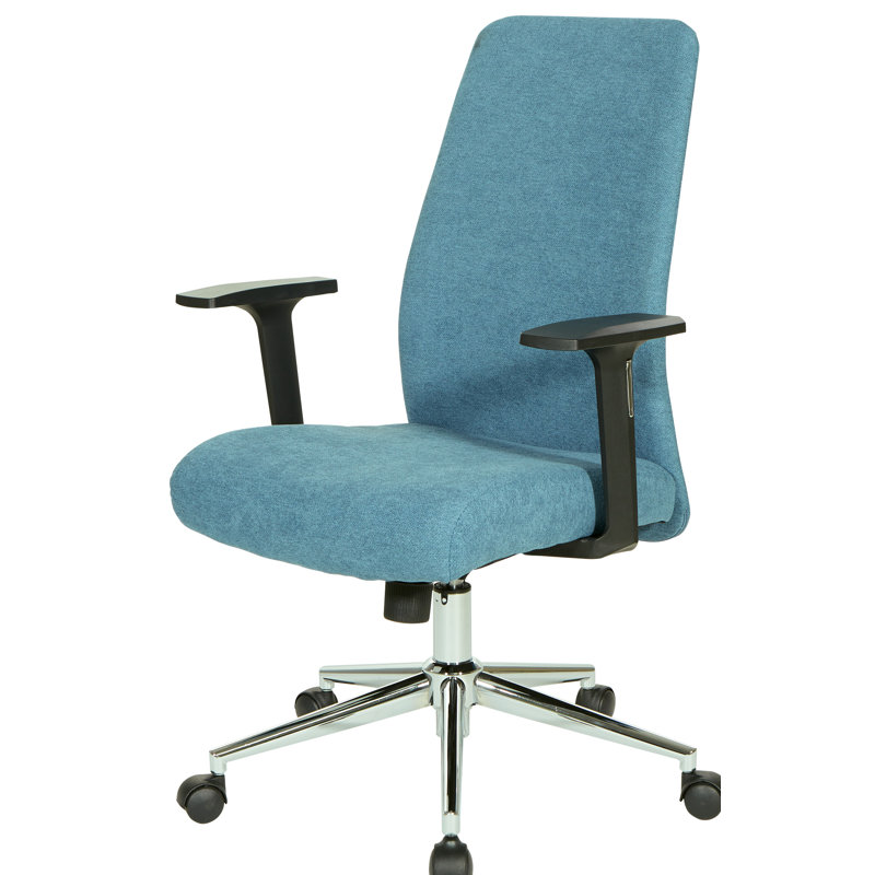 Chaise de bureau en polyester Evanston, Tissu Sky