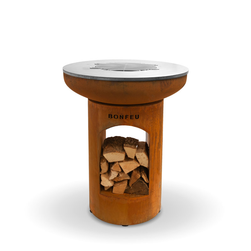 Cylinder Steel Outdoor Fireplace, Orange